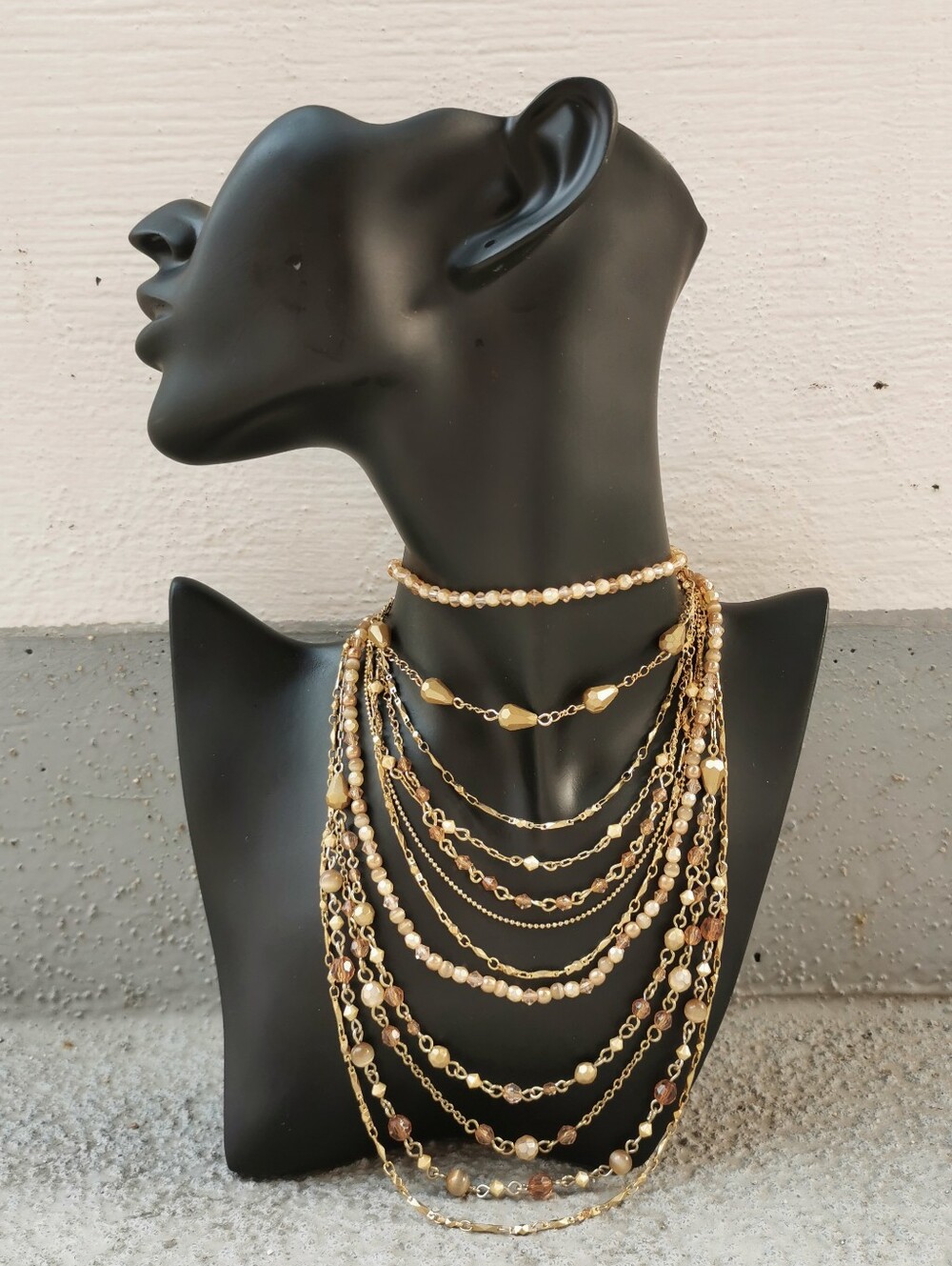 Vintage Gold Tone Multi-Strand Statement Necklace